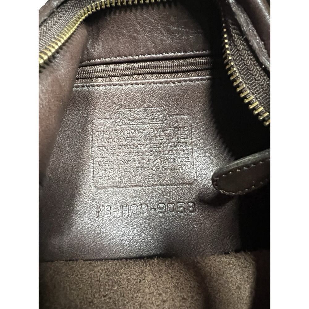COACH VTG #9058 Legacy Leather Zip Top Hobo Shoulder Bag Dark Brown USA Brass - Picture 14 of 15
